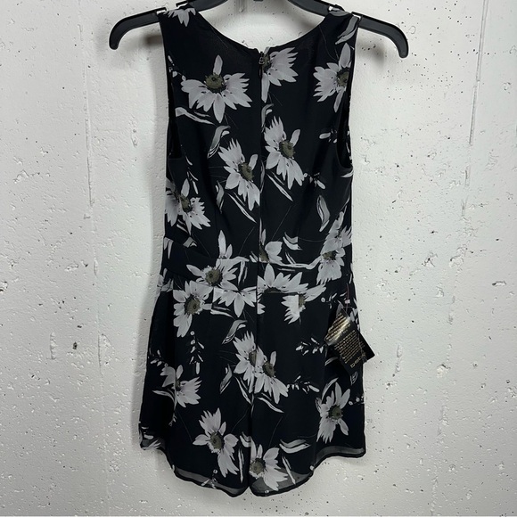 BeBe Women's Size 2 Black Banded Floral Printed GGT Romper NEW - Picture 10 of 16